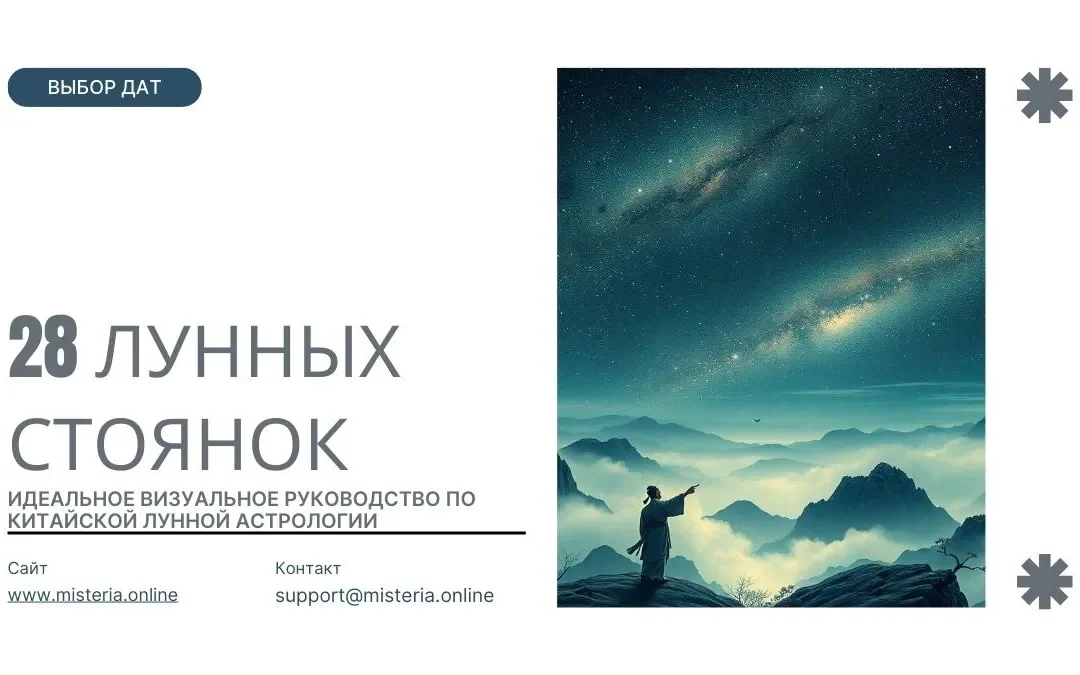 28 лунных стоянок в ночном небе над древним Китаем, изображение в стиле туши с золотыми созвездиями